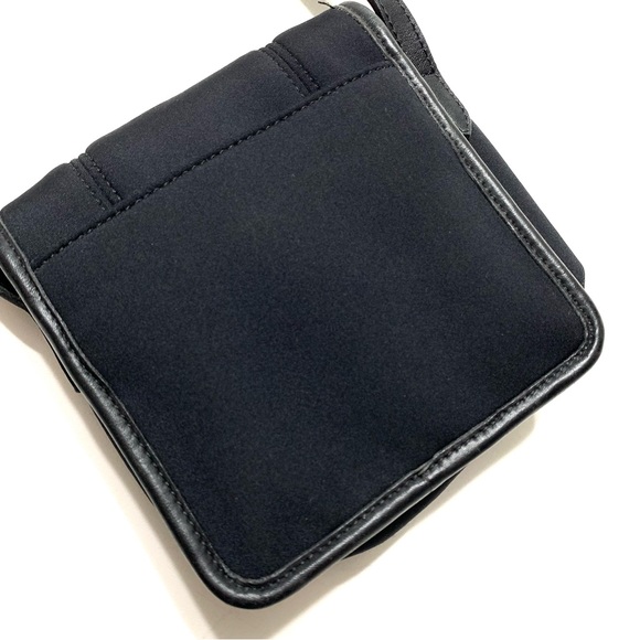 Coach Black Scuba Neoprene Leather Trim Crossbody Bag Mini Flap - Picture 4 of 16